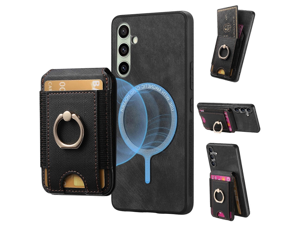 Capa De Couro Retrô Com Suporte Magnético E Divisória Para Samsung Galaxy A56 5g