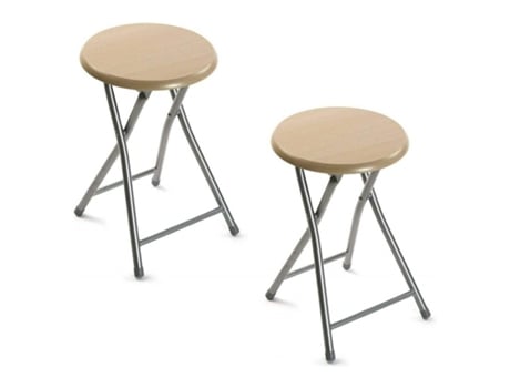 2 Bancos Dobráveis De Metal Com Madeira Cozinha Jardim Camping Sala De Estar Casa HERSIG