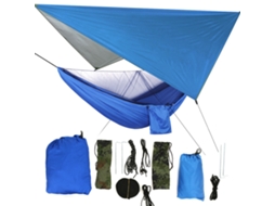 Rede de dormir portátil com mosquiteiro toldo azul para camping jardim viagem 300kg S/MARCA