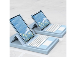 Lurelia Capa Com Teclado Bluetooth Para Ipad 8 10.2 Com O Design Giratório Magnético Gira Horizontal E Verticalmente, Layout Pt, Azul