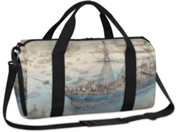 Bolsa Esportiva Vintage com Carta Náutica Bolsa de Fim de Semana Casual Bolsa de Viagem para Academia Pa