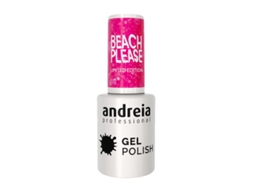 Andreia Verniz De Unhas De Gel Beach, Please! Bp5 Rosa Vibrante Com Glitter Holografico 10ml Andreia Professional