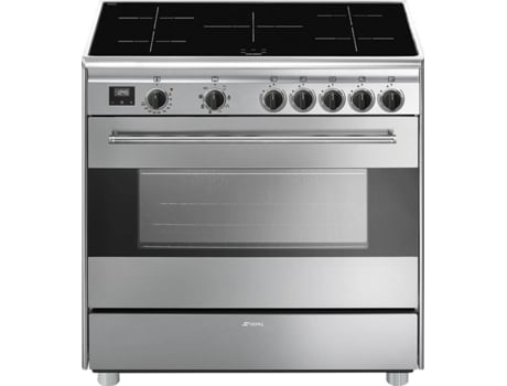 Fogão SMEG BG91IX9-1 (114 L - Eléctrico de Indução - Inox) — Fogão c/ Placa de Indução, 90x60 cm, Display Touch, Forno c/ 8 funções, 2 ventiladores, Placa desliga auto, por sobreaquecimento, Indicador de calor residual, Limpeza VaporClean e interior em esmalte EverClean