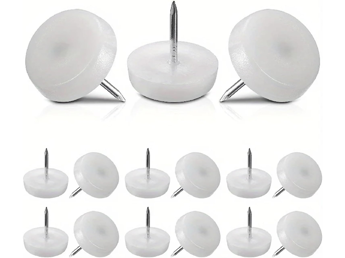 Protetores De Piso Pés Cadeiras, 200 Unidades, Deslizadores De Nylon Branco Protetores Redondos 18mm Pés