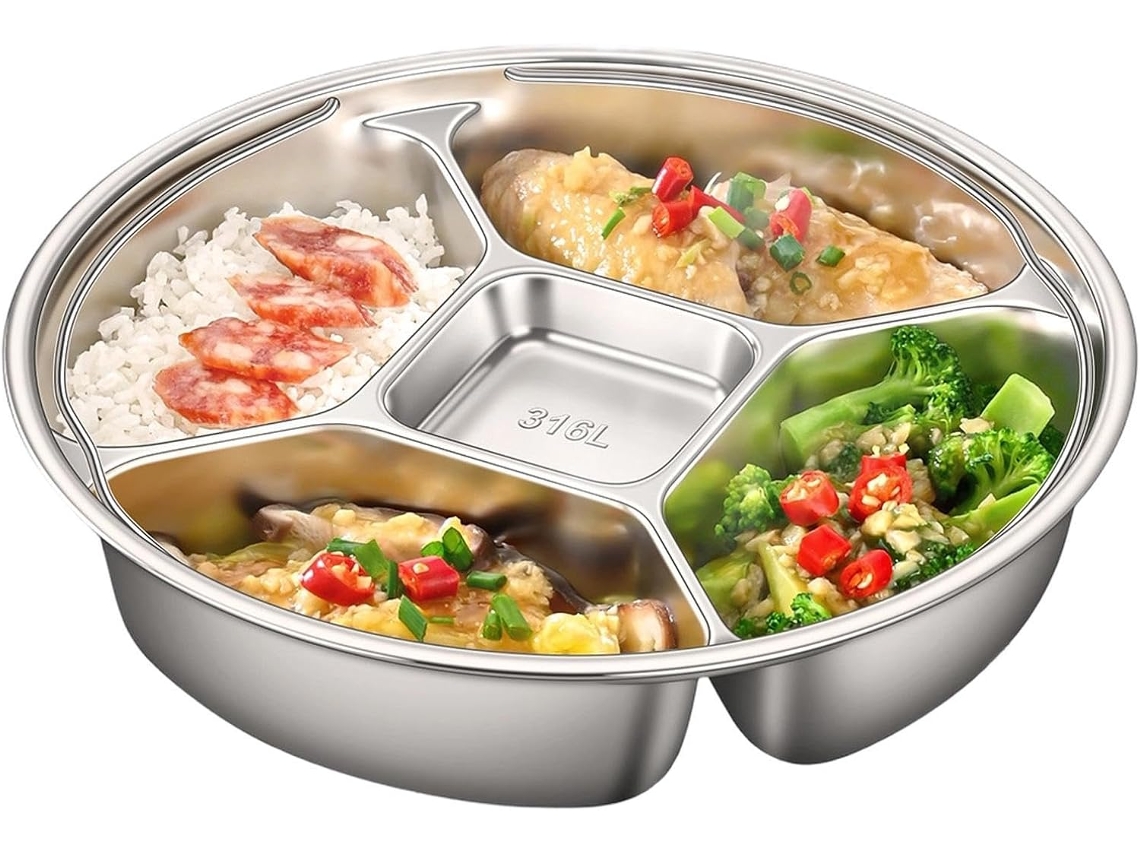 Prato Compartimentado, Bandeja De Aço Inoxidável Compartimentada Com