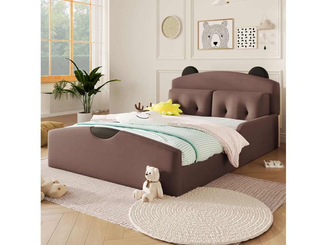 Cama Plataforma Linho Café 140x200 Cm