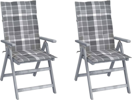 Conjunto 2 Cadeiras de Jardim  Reclináveis c/Almofadas 3064712 (56x70x110 cm - Madeira de Acácia)