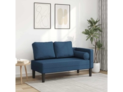 Vidaxl Chaise Lounge Com Almofadões Tecido Azul