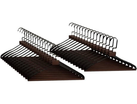Cabide de Metal com Barra de Madeira Cor Preto Antideslizantes e Resistentes Cabides para Roupas COMFORT HOUSE