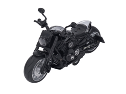Mali modelo de Motocicleta Brinquedo Puxar para Trás 1:12 Estilo Retrô com Luz Dianteira Preta
