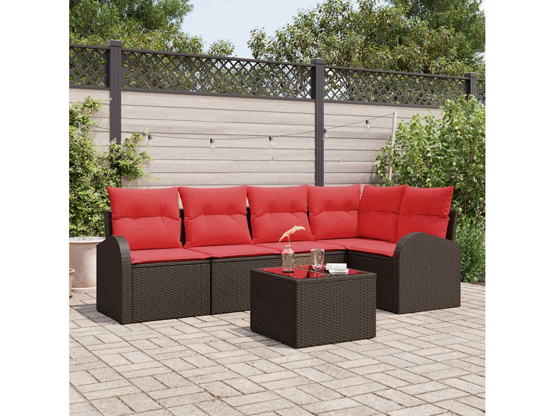 Vidaxl Conjunto De Sofá De Jardim Castanho Vime Pe