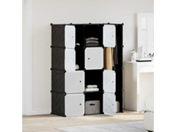 Vidaxl Armário Plástico Modular 9 Gavetas 109x36,5x143 Cm Preto Branco