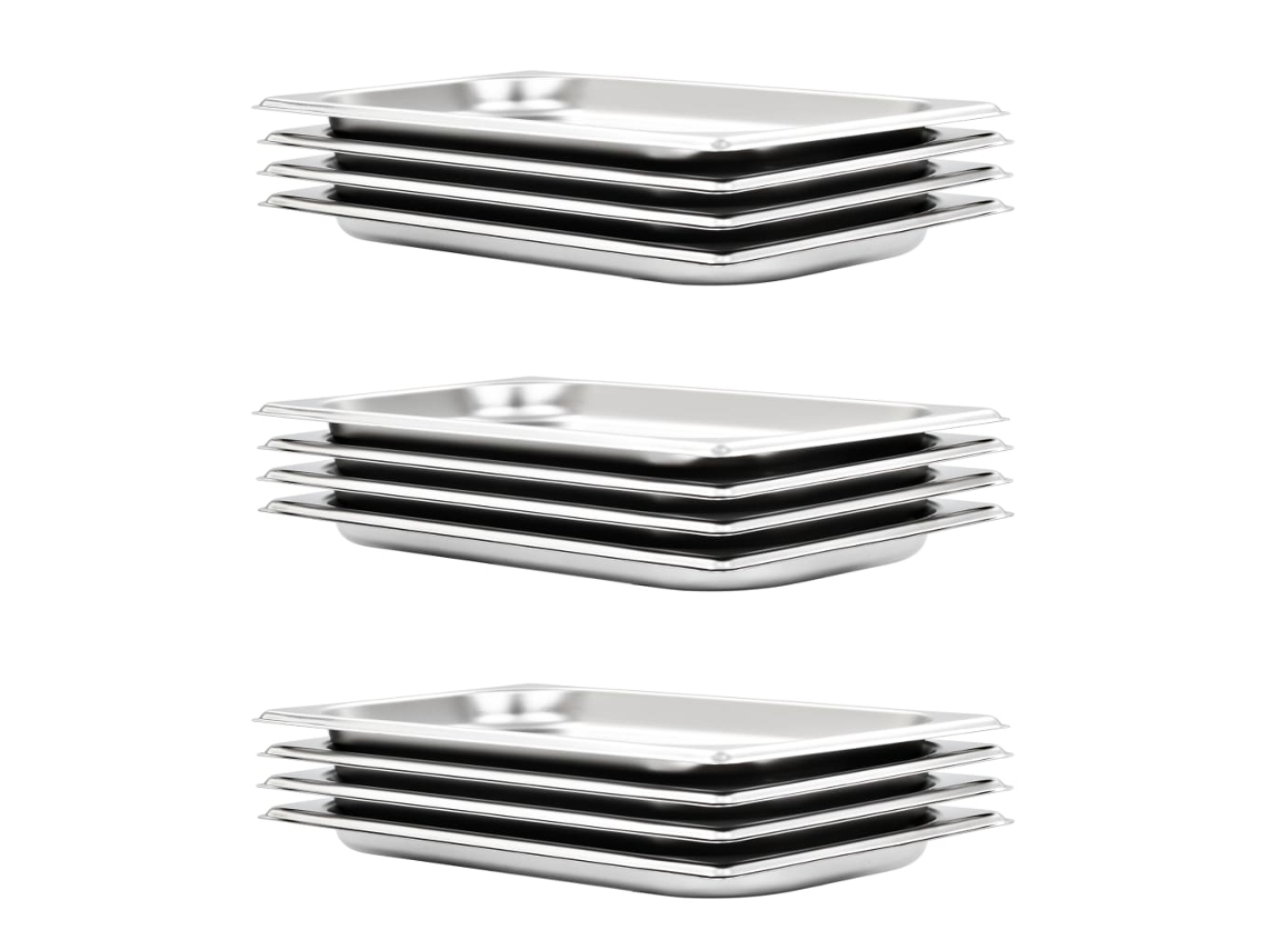 Vidaxl Recipientes Gastronorm 12 Pcs Gn 1/3 20 Mm Aço Inoxidável