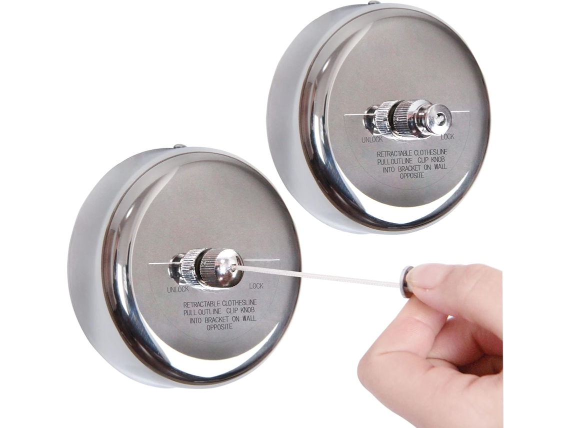 Varal Retrátil Lurelia, Pacote Com 2, De Parede, Para Interior E Exterior, Para Varanda, De Aço Inoxidável, 8 M, 10 Kg Ref. L158
