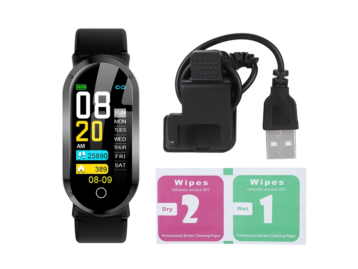 Pulseira Inteligente EOOCOO T1 Preta, multifuncional e à prova d'água