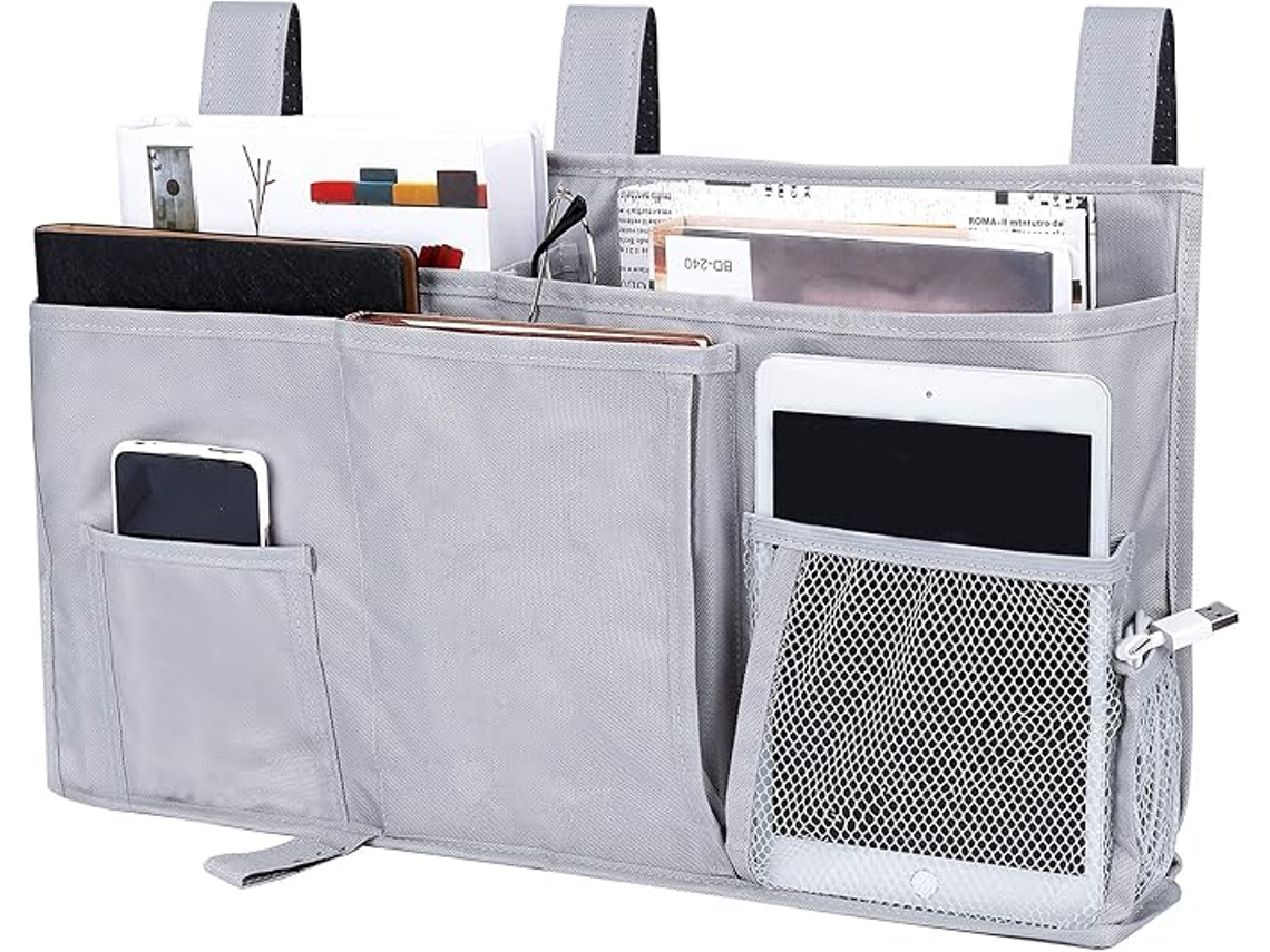 Bolsa De Armazenamento Suspensa Cinza Para Armazenamento De Cama, Mesa De Cabeceira De Tecido Oxford Aquaforge