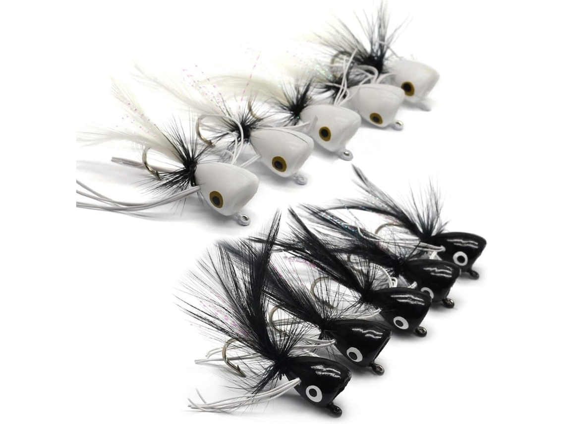 Conjunto De 10 Anzóis De Pesca Com Barbela Feather Fly Para Atrair Peixes Predadores E Bass