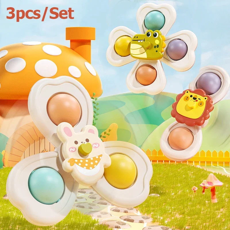 Conjunto de 3 Peças com Brinquedos Giratórios com Ventosas, Perfeitos para o Banho do Bebê. MDUG