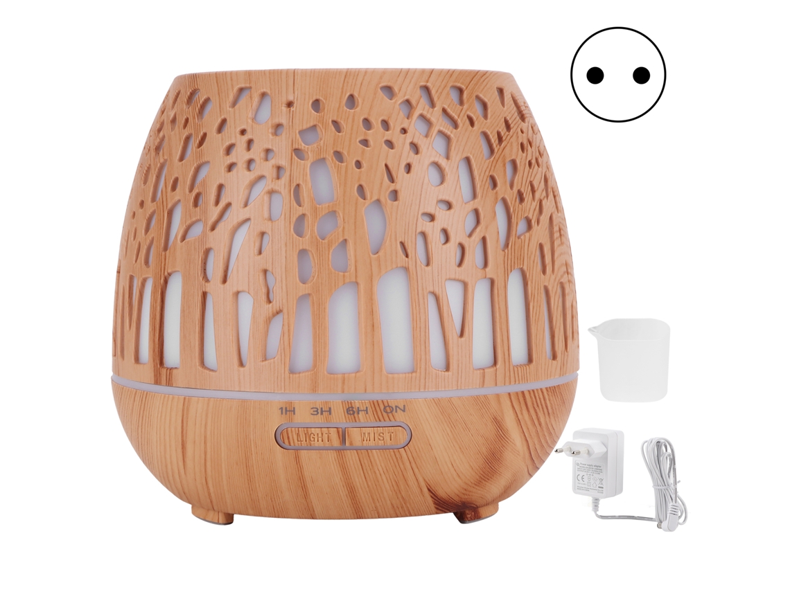 Difusor de Aroma e Umidificador de 400ml com Luz Ambiente Colorida e Design Oco LAXISCREED