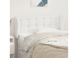 Vidaxl Cabeceira Cama C/ Abas Couro Artificial 103x23x78/88 Cm Branco