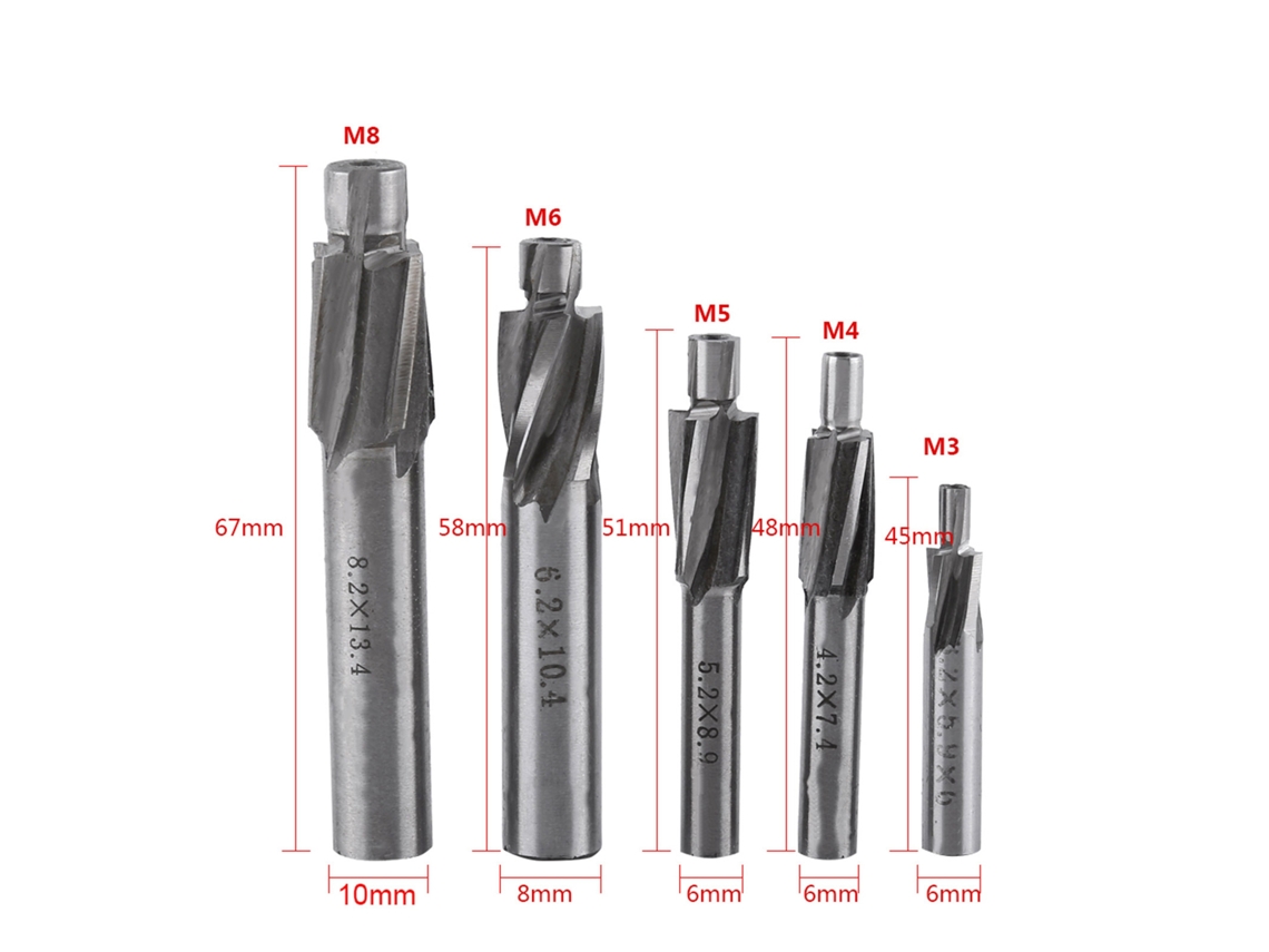 Laxiscreed Broca De 5 Peças Para Ranhuras Com Cabeça Chata – Ferramenta De Usinagem Cnc De Várias Dimensões