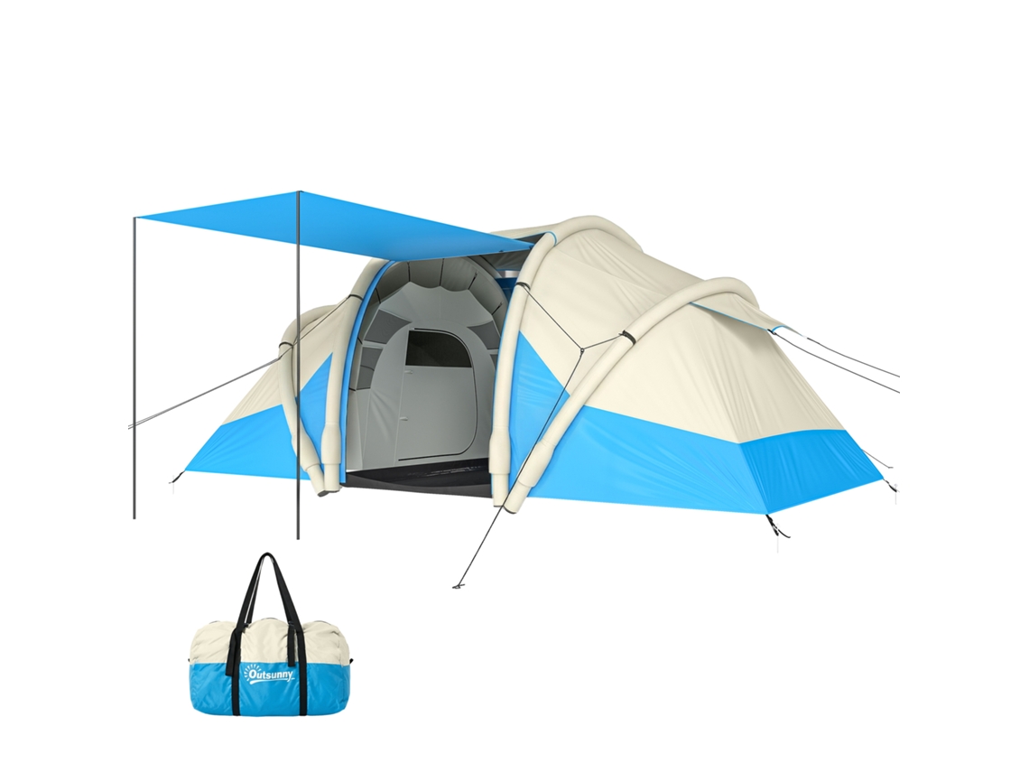 Tenda Inflável Fácil de Montar para 4 Pessoas com 2 Quartos, azul BTFORUS