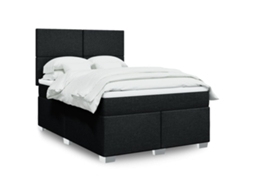Vidaxl Cama Com Molas/colchão 140x200 Cm Tecido Preto