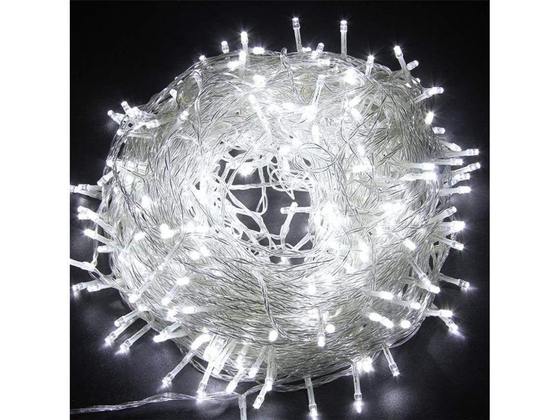 Cordão de Luzes Led, À Prova D'água, Sem Fio e com Plugue. MDUG (luz Branca, 50 M, 400 Leds)