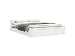 Estrutura de Cama 140x200 Cm Madeira Maciça Branco MAISON EXCLUSIVE