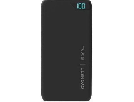 Powerbank CYGNETT 15000 mAh em Preto — 15.000 mAh | 2 portas USB