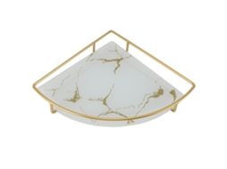 Bandeja De Armazenamento Para Banheiro, Luz, Luxo, Decorativa, Textura Dourada, Triângulo, Organizador De Banheiro, Bandeja Para Sabonete, Toalha, Pap