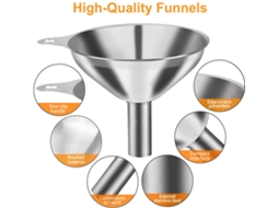 Funil De Aço Inoxidável, Conjunto De 3 Funis Grandes, Médios E Pequenos, Mini Funil De Qualidade Alimentar, Garrafa Para Cozinhar, 2 Escovas