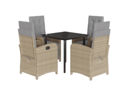 Garden Dining Set, Garden Dining Sets Vidaxl Bege Rattan / Vime (80 Cm Table Length)