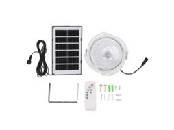 2026 lâmpada de Teto Solar 65w com 60 Leds, Painel Solar, Controle por Luz e Controle Remoto para Varanda