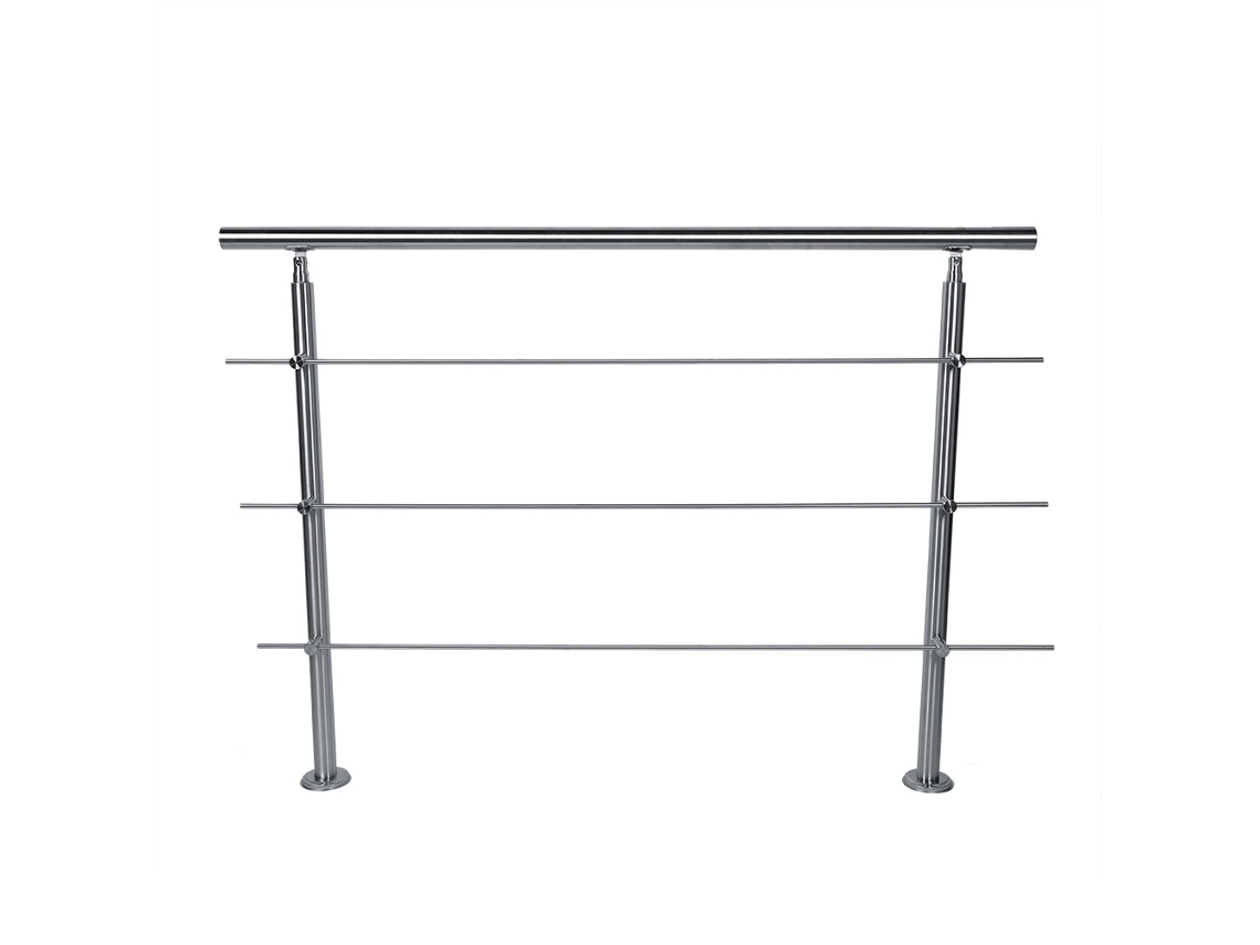 Laxiscreed Corrimão De Escada Em Aço Inox Com 3 Barras Horizontais, Ajustável Para Maior Segurança