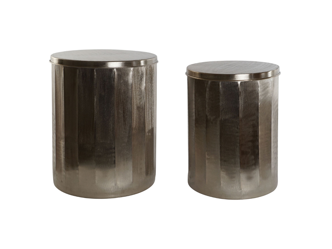 Conjunto de 2 mesas HOME ESPRIT Dourado Metal 42 x 42 x 52 cm