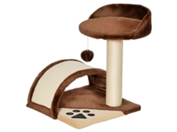 Arranhador de Gatos Pequeno 46cm Marrom 35,5x37x46cm, 2 Níveis com Poste Arranhador, Plataforma e Brinquedo de Bola Pendente. Ge