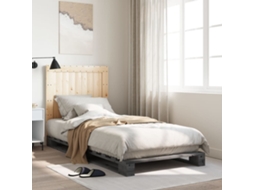 Vidaxl Estrutura De Cama Com Cabeceira 90x200 Cm Pinho Maciço Cinzento