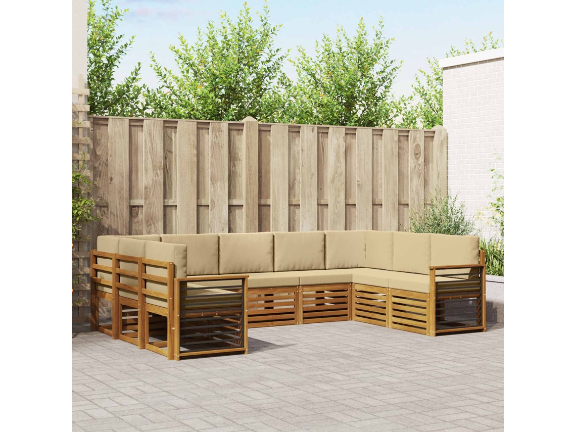 Vidaxl Conjunto De Sofás Para Exterior 9 Unid. Natural E Bege