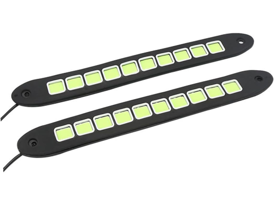Topbathy Conjunto De 2-luzes Diurnas Led Brancas Para Veículos, Luzes Cob De Alta Potência, Sinalizador De Direção