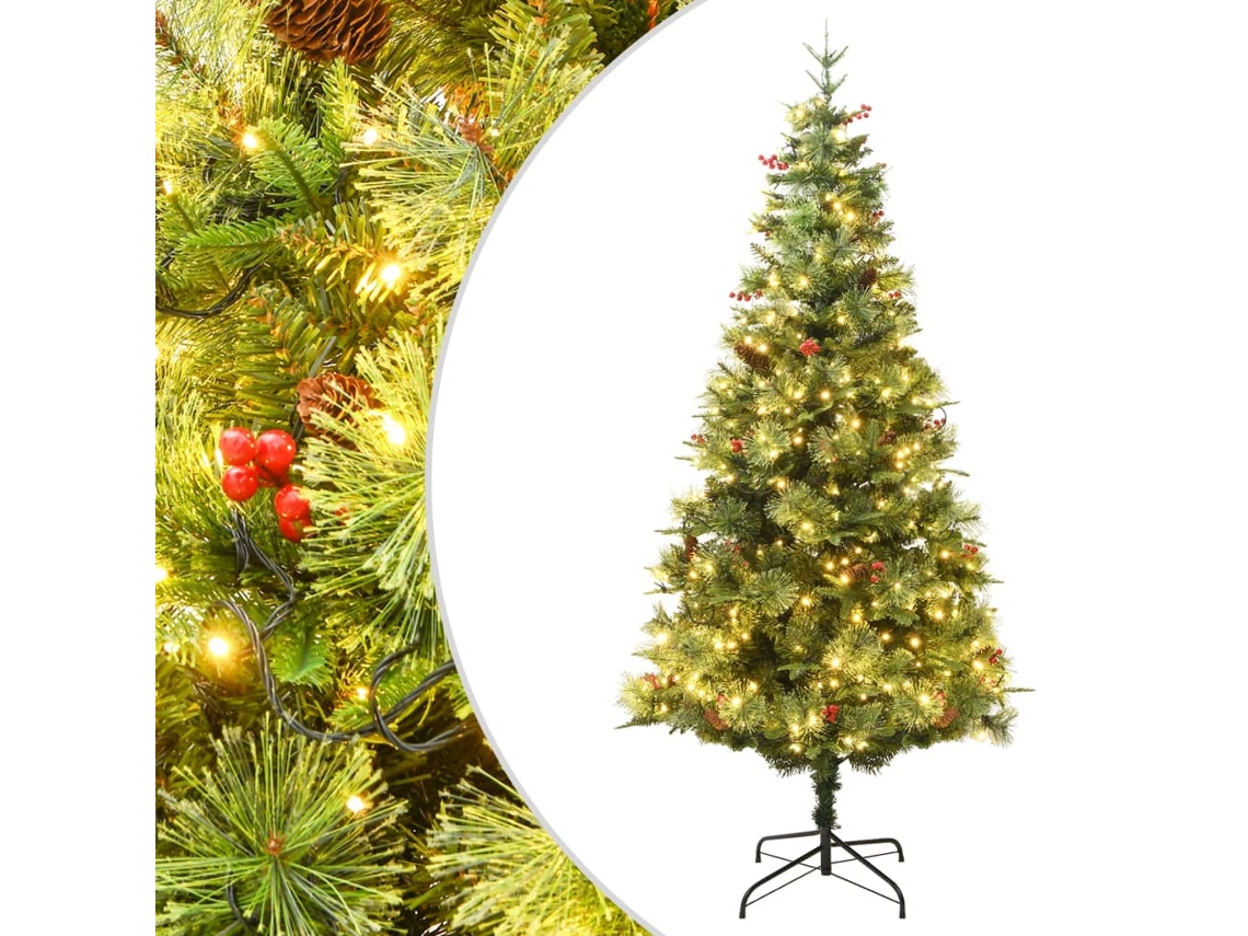 Vidaxl Árvore De Natal Com Pinhas Pré-iluminada 120 Cm Pvc E Pe Verde