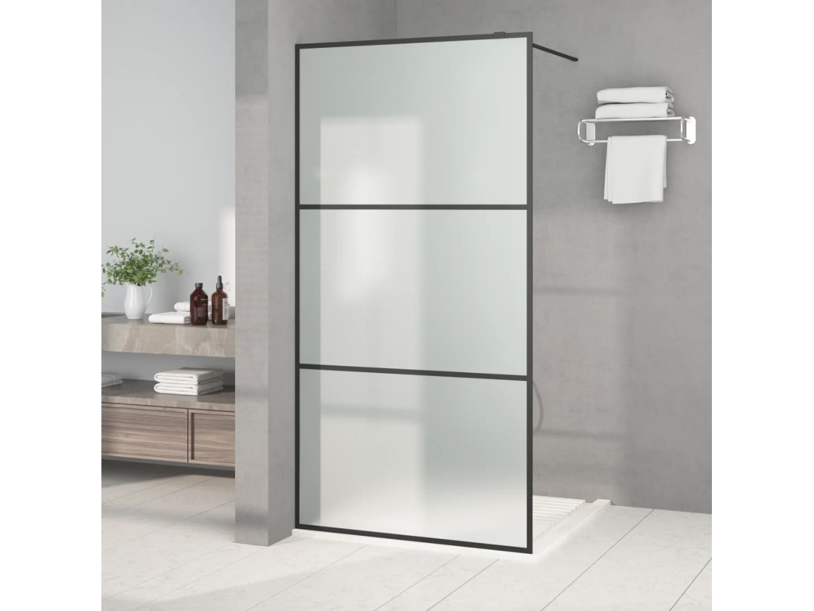 Vidaxl Divisória De Chuveiro 100x195 Cm Vidro Opaco Esg Preto