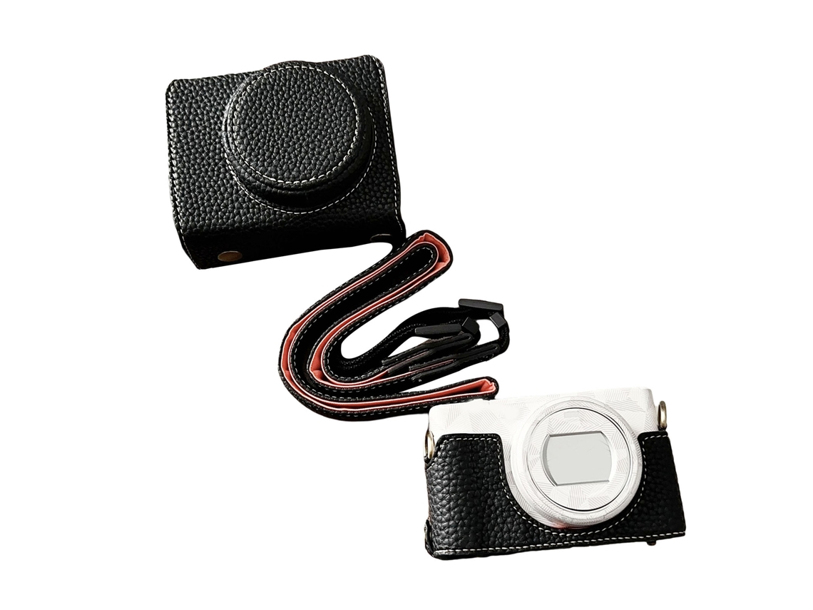 Funda Protectora Portátil Para Cámara Estilo Retro Con Correa De Hombro Apertura Inferior Para Zv1f Zv-1m2 Negro