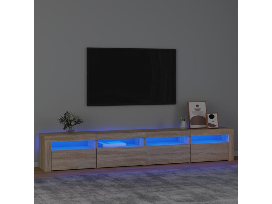 Vidaxl Móvel De Tv Com Luzes Led 240x35x40 Cm Carvalho Sonoma