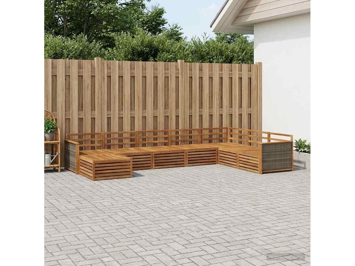 Vidaxl Conjunto De Sofás Para Exterior 8 Pcs Natural