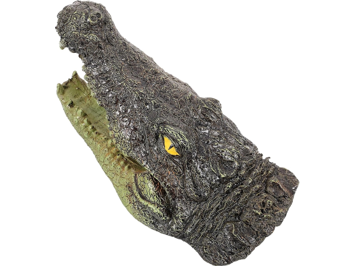 Kichouse Aquário Jardim Decoração Cabeça de Crocodilo Estatueta Animal Feita de Resina para Mesa e Jardim Às CHABERLU