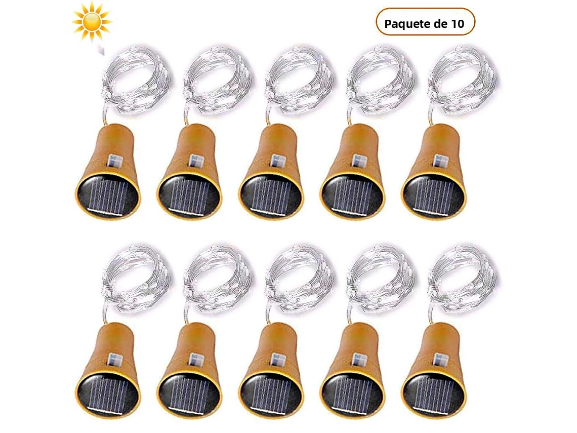 Luminária Solar Feita Com Garrafa De Vinho E Tampa De Cobre, Composta Por 10 Leds Brancos De 2m20.