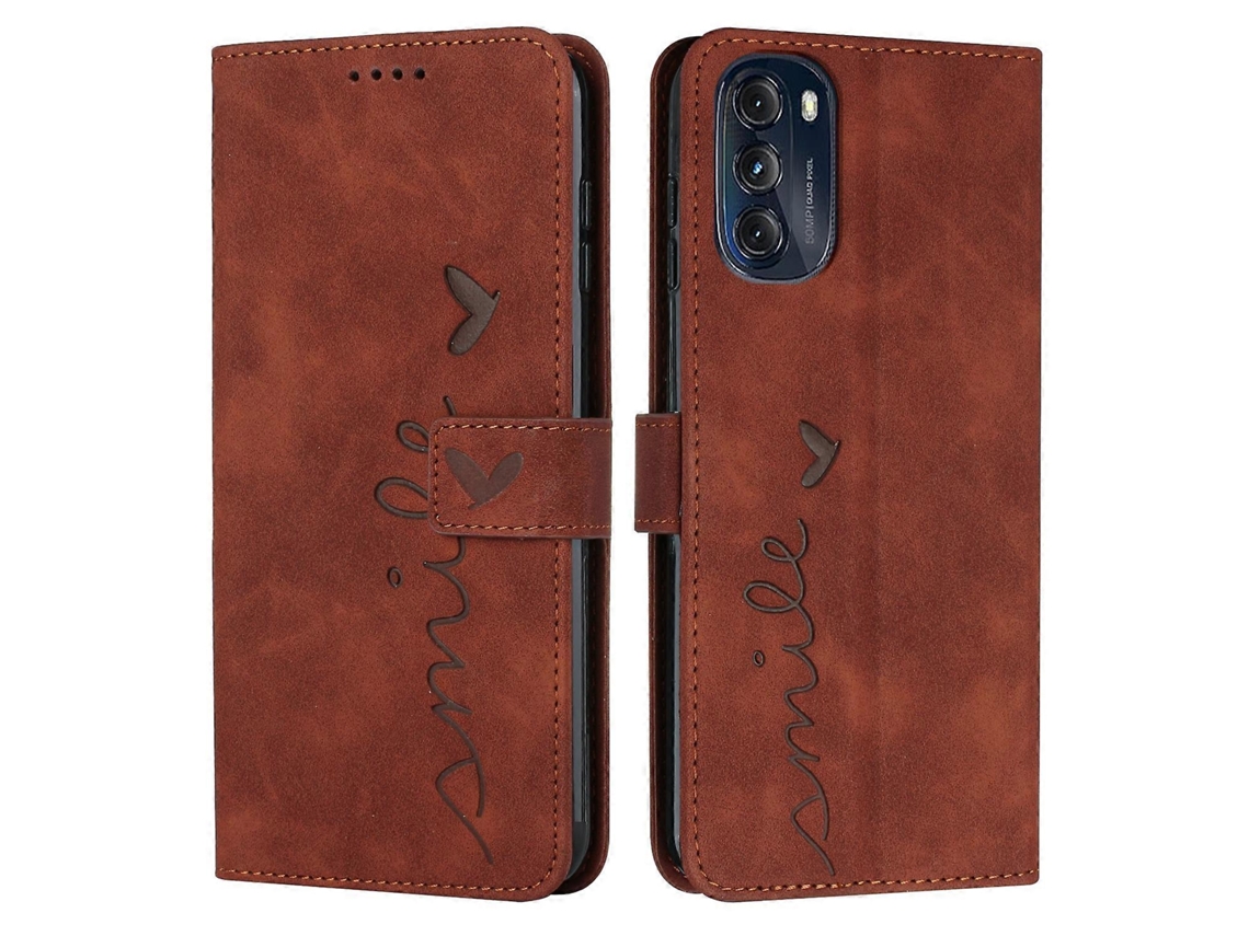 Capa De Celular Em Couro Sintético Com Estampa De Coração Para Motorola Moto G 2022 5g