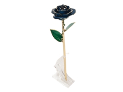 Rosa Real Dourada Base Decoração Casamento Aniversário Azul Escuro