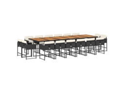 Jantar Set 17 Pcs for Garden with Almofadões Vime Pe Preto MAISON EXCLUSIVE (17 pcs)